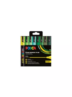   UNI Dekormarker készlet, 1,8-2,5 mm, UNI "Posca PC-5M", 8 különböző zöld szín
