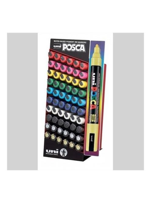 UNI Dekormarker display, 60 db, 1,8-2,5 mm, UNI "Posca PC-5M", 10 különböző szín