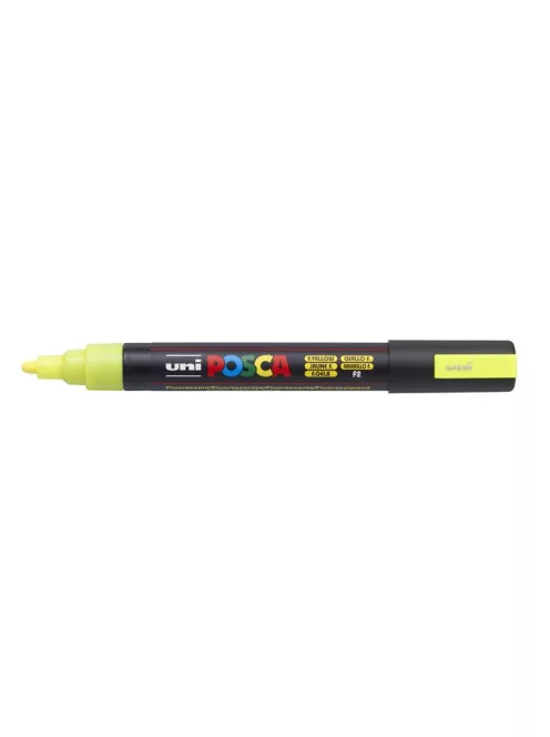 UNI Dekormarker, 1,8-2,5 mm, UNI "Posca PC-5M", fluor sárga