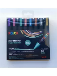   UNI Dekormarker készlet, 1,8-2,5 mm, UNI "Posca PC-5M", 8 különböző metál szín