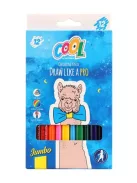 COOL BY VICTORIA Színes ceruza készlet, háromszögletű, vastag, COOL BY VICTORIA, 12 különböző szín