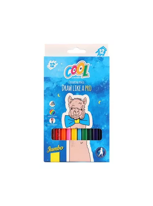 COOL BY VICTORIA Színes ceruza készlet, háromszögletű, vastag, COOL BY VICTORIA, 12 különböző szín