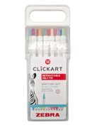 ZEBRA Filctoll készlet, nyomógombos, 0,6 mm, ZEBRA "Clickart" 12 különböző pasztell szín