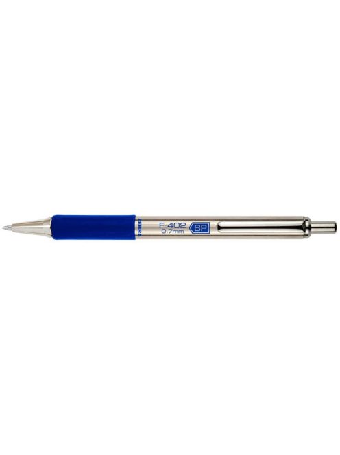 ZEBRA Golyóstoll, 0,24 mm, nyomógombos, rozsdamentes acél, kék tolltest, ZEBRA "F402", kék
