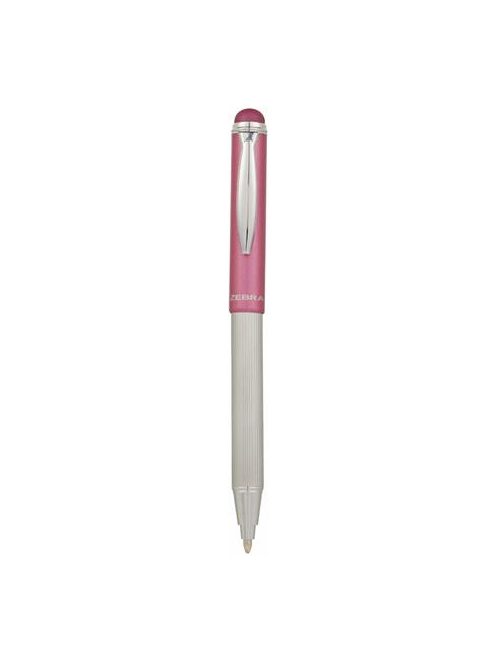 ZEBRA Golyóstoll, 0,24 mm, teleszkópos, rozsdamentes acél, pink tolltest, ZEBRA "Telescopic Metal Stylus", kék