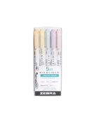 ZEBRA Szövegkiemelő készlet, 1,4/4 mm, kétvégű, ZEBRA "Mildliner Highlighter Gentle", 5 különböző szín