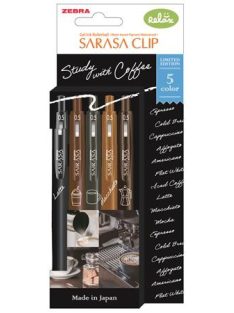   ZEBRA Zseléstoll, 0,33 mm, nyomógombos, ZEBRA "Sarasa Study with Coffee", 5 különböző szín