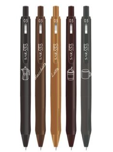   ZEBRA Zseléstoll, 0,33 mm, nyomógombos, ZEBRA "Sarasa Study with Coffee", 5 különböző szín