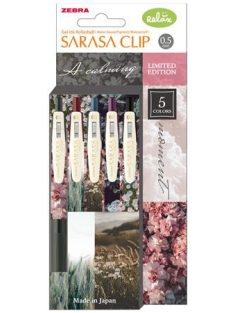   ZEBRA Zseléstoll, 0,33 mm, nyomógombos, ZEBRA "Sarasa Clip Calming Moment", 5 különböző szín