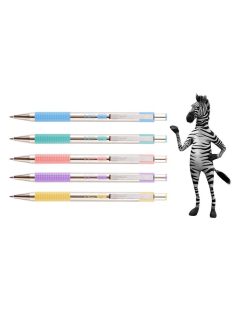   ZEBRA Golyóstoll, 0,24 mm, nyomógombos, rozsdamentes acél, pasztell rózsaszín tolltest, ZEBRA "F-301", kék