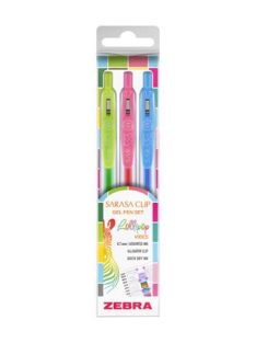   ZEBRA Zseléstoll készlet, 0,33 mm, nyomógombos, ZEBRA "Sarasa Clip Lollipop", 3 különböző szín