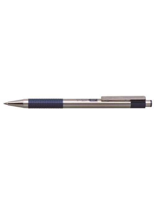 ZEBRA Golyóstoll, 0,24 mm, nyomógombos, rozsdamentes acél, kék tolltest, ZEBRA "F-301", kék