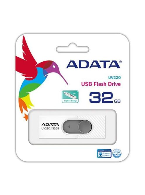 ADATA Pendrive, 32GB, USB 2.0, ADATA "UV220", fehér