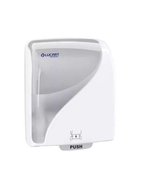 LUCART Kéztörlő adagoló, 381x301x222 mm, LUCART, "Identity Hands 2.0", fehér-áttetsző