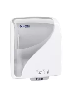   LUCART Kéztörlő adagoló, szenzoros, 381x301x222 mm, LUCART, "Identity Touch Free", fehér-áttetsző