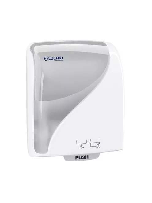 LUCART Kéztörlő adagoló, szenzoros, 381x301x222 mm, LUCART, "Identity Touch Free", fehér-áttetsző