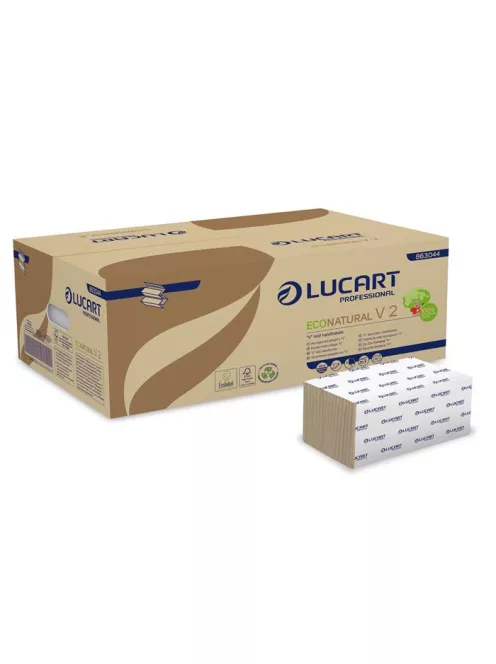 LUCART Kéztörlő, V2 hajtogatott, 2 rétegű, 190 lap, Havanna, LUCART, "EcoNatural"