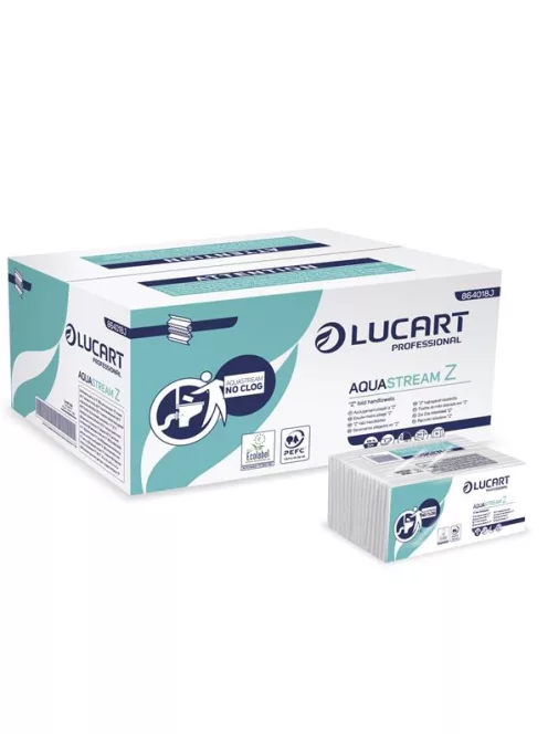 LUCART Kéztörlő, Z hajtogatott, 2 rétegű, 242 lap, LUCART "Aquastream", fehér