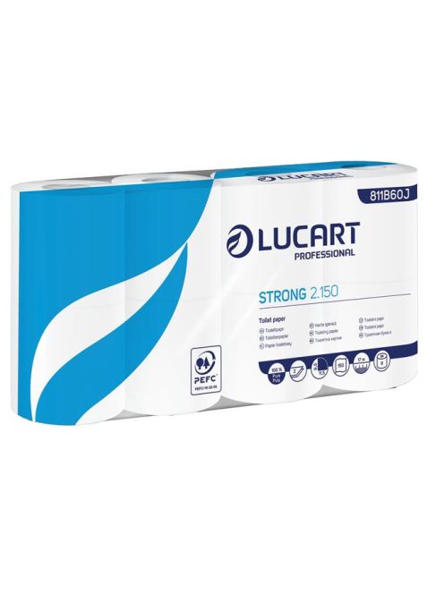 LUCART Toalettpapír, 2 rétegű, kistekercses, 8 tekercses, LUCART "Strong 2.150", fehér