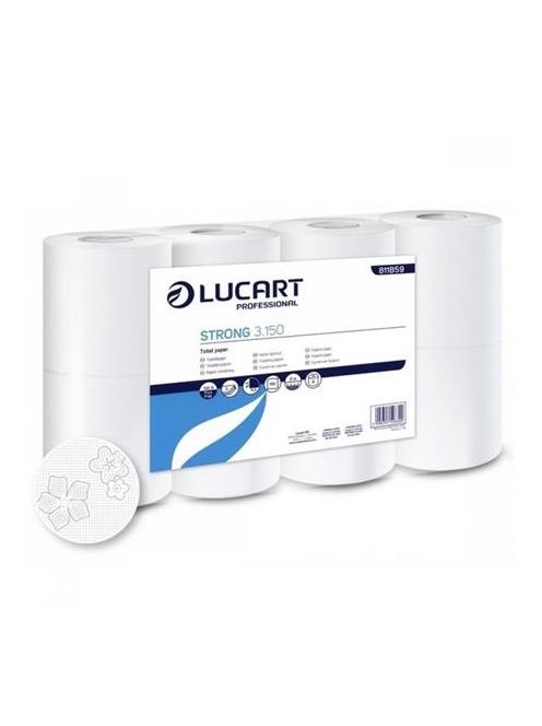LUCART Toalettpapír, 3 rétegű, kistekercses, 8 tekercses, LUCART "Strong 3.150", fehér