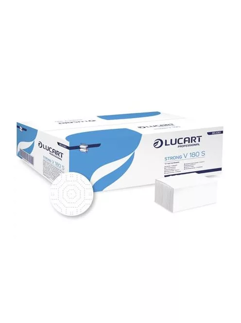 LUCART Kéztörlő, V- hajtogatott, 2 rétegű, 180 lap, LUCART, "Strong V180S", hófehér