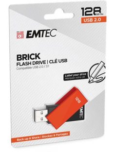   EMTEC Pendrive, 128GB, USB 2.0, EMTEC "C350 Brick", narancssárga