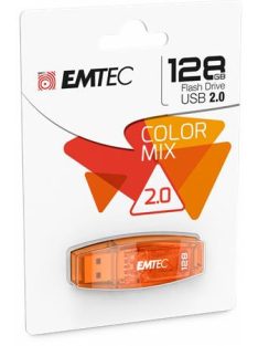   EMTEC Pendrive, 128GB, USB 2.0, EMTEC "C410 Color", narancssárga