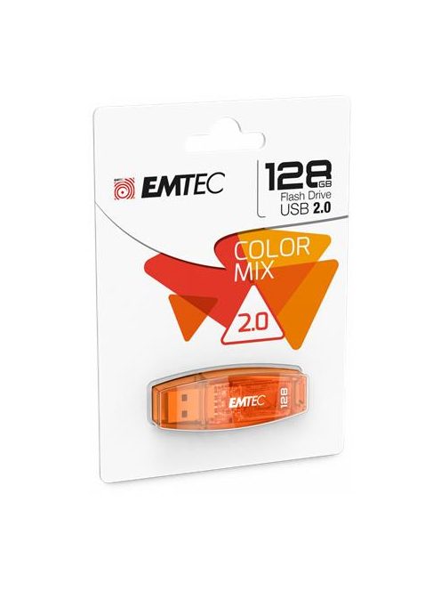 EMTEC Pendrive, 128GB, USB 2.0, EMTEC "C410 Color", narancssárga