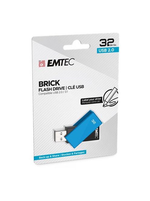 EMTEC Pendrive, 32GB, USB 2.0, EMTEC "C350 Brick", kék