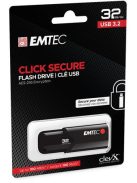 EMTEC Pendrive, 32GB, USB 3.2, titkosított, EMTEC "B120 Click Secure"