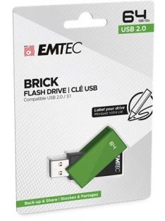   EMTEC Pendrive, 64GB, USB 2.0, EMTEC "C350 Brick", zöld