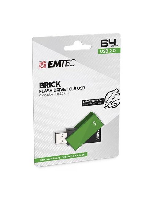 EMTEC Pendrive, 64GB, USB 2.0, EMTEC "C350 Brick", zöld