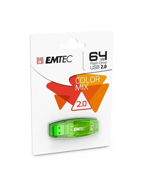 EMTEC Pendrive, 64GB, USB 2.0, EMTEC "C410 Color", zöld