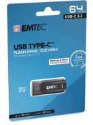 EMTEC Pendrive, 64GB, USB-C 3.2, EMTEC "D400 Type-C", fekete