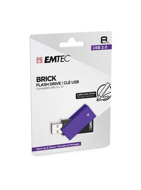 EMTEC Pendrive, 8GB, USB 2.0, EMTEC "C350 Brick", lila
