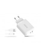 URBAN FACTORY Hálózati töltő, 1xUSB-A (18W), 1xUSB-C (45W), USB-A–USB-C kábel, URBAN FACTORY