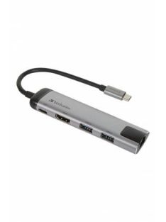   VERBATIM USB elosztó-HUB, USB-C/USB 3.0/HDMI/Ethernet, VERBATIM