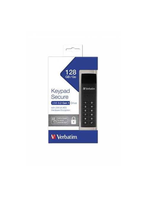 VERBATIM Pendrive, 128GB, USB 3.2, titkosítás, 160/130Mb/s, VERBATIM "Keypad Secure"