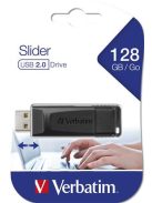 VERBATIM Pendrive, 128GB, USB 2.0, VERBATIM "Slider", fekete