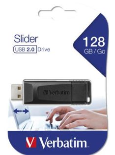   VERBATIM Pendrive, 128GB, USB 2.0, VERBATIM "Slider", fekete