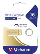 VERBATIM Pendrive, 16GB, USB 3.2, VERBATIM "Executive Metal" arany