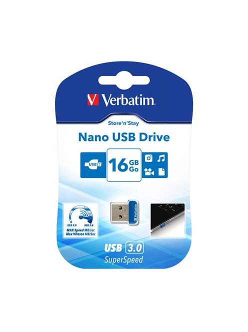 VERBATIM Pendrive, 16GB, USB 3.2, 80/25MB/s, VERBATIM "Nano"