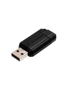 VERBATIM Pendrive, 16GB, USB 2.0, 10/4MB/sec, VERBATIM "PinStripe", fekete