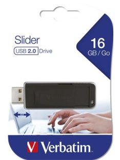   VERBATIM Pendrive, 16GB, USB 2.0, VERBATIM "Slider", fekete