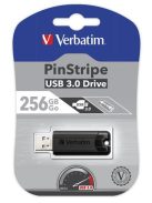 VERBATIM Pendrive, 256GB, USB 3.2, VERBATIM "Pinstripe", fekete