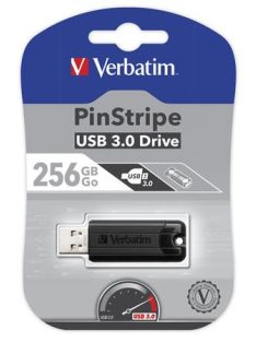   VERBATIM Pendrive, 256GB, USB 3.2, VERBATIM "Pinstripe", fekete