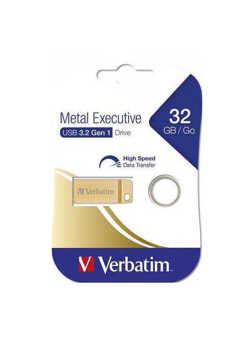 VERBATIM Pendrive, 32GB, USB 3.2, VERBATIM "Executive Metal", arany