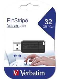   VERBATIM Pendrive, 32GB, USB 2.0, 10/4MB/sec, VERBATIM "PinStripe", fekete