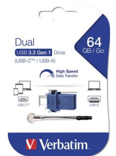   VERBATIM Pendrive, 64GB, USB 3.2+USB-C adapter, VERBATIM "Dual"