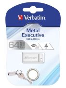 VERBATIM Pendrive, 64GB, USB 2.0,  VERBATIM "Executive Metal", ezüst